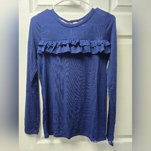 Women's Blue Ruffle Top